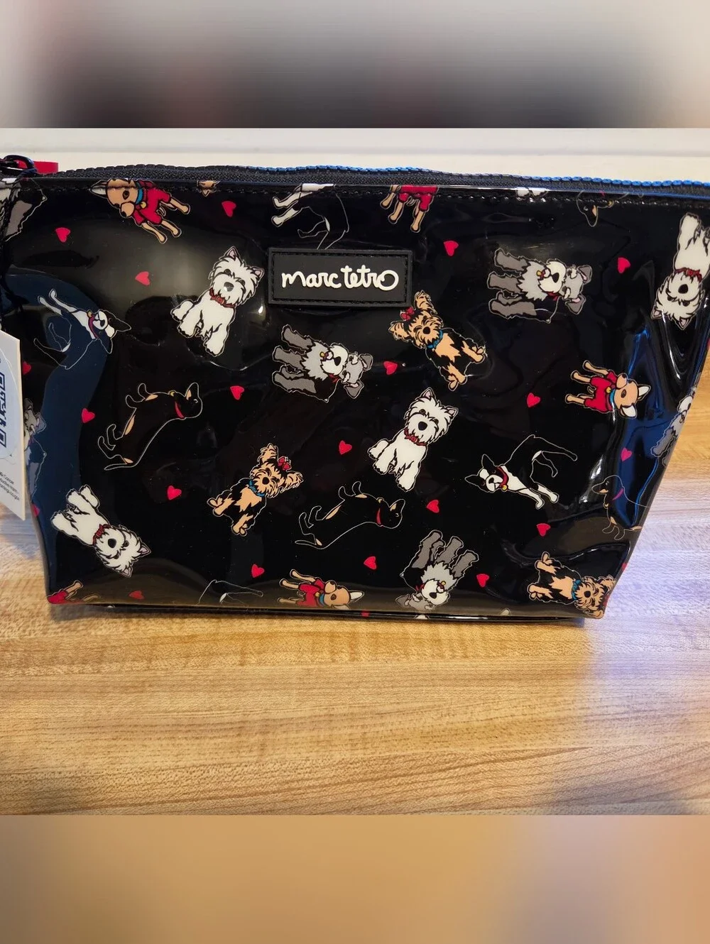 Marc Tetro NWT Black Dog Cosmetic Zip Case